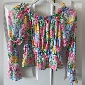 WAYF off the shoulder floral top size XS